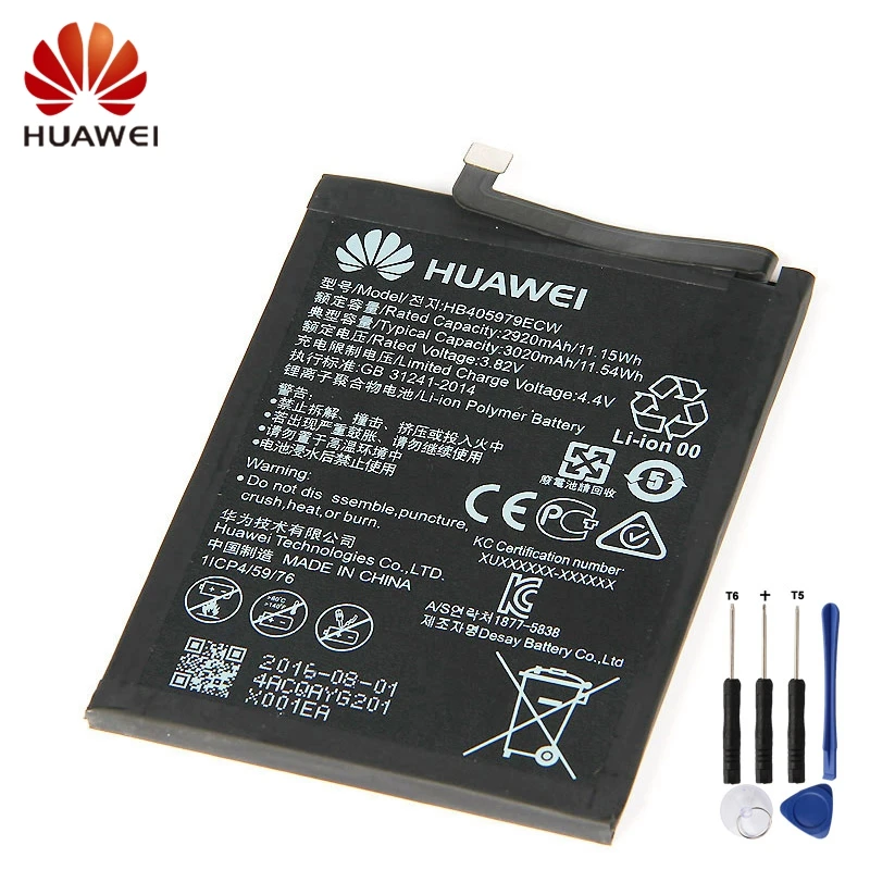 

HUAWEI HB405979ECW Genuine Battery For Huawei DIG-AL00 NOVA Enjoy 6S 2920mAh Phone Battery + Tool