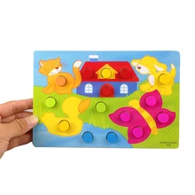 Новинка; Лидер продаж мини подарок для детей Монтессори Деревянные мультфильм головоломки игрушки для детей обучения игрушки для детей