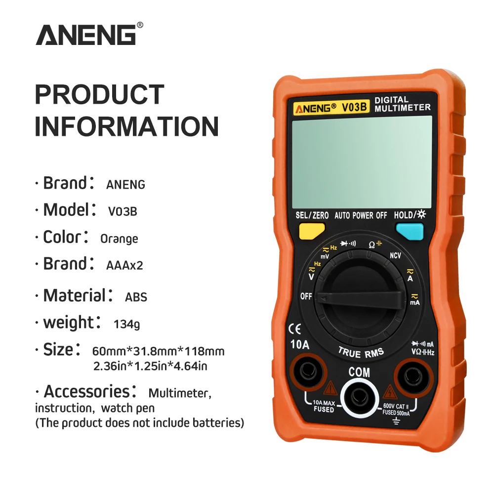 ANENG V03B ЖК-Аналоговый Цифровой мультиметр тестер 4000 отсчетов multimetro esr метр мультиметр Автоматическое отключение питания пик автоматический измерительный прибор