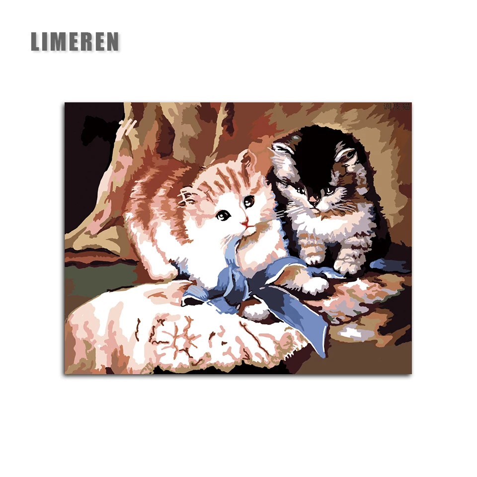 

Naughty kitten DIY Painting By Numbers Kits Drawing Painting By Numbers Acrylic Paint On Canvas For Room Artwork