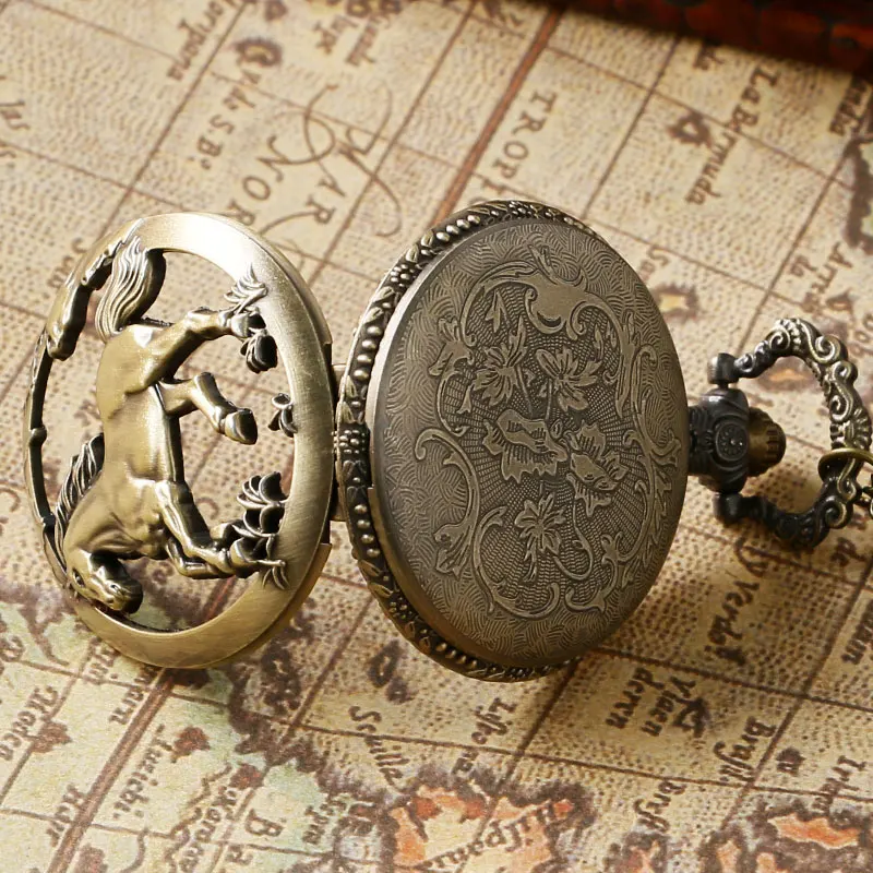 Антикварные кварцевые карманные часы в стиле стимпанк, бронзовые часы-брелок для мужчин и женщин, подарок с ожерельем, аксессуар