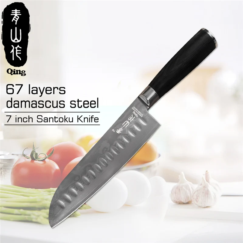 67 слоев дамасской стали кухонные ножи цвет деревянной ручкой 7 дюймов нож сантоку