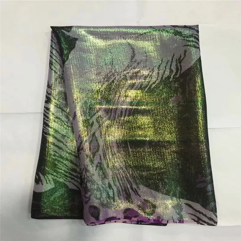Африканская мягкая шелковая ткань для одежды, аккуратная вышивка на золотом и фиолетовом сатиновом материале со швейцарской вуалью, кружевная ткань LXE120206
