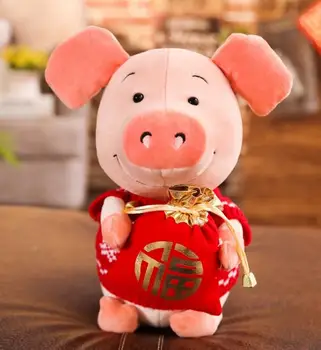 

Candice guo! super cute plush toy lovely cartoon red sweater Fu pocket pig piggy soft stuffed doll birthday Christmas gift 1pc