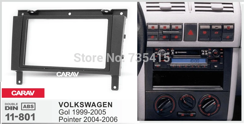

Double Din Fascia for VOLKSWAGEN Gol 1999-2005; Pointer 2004-2006 Stereo Panel Dash Kit