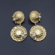 Европа барокко козы золотые кусочки круглый пчела жемчуг кристалл геометрические серьги 197