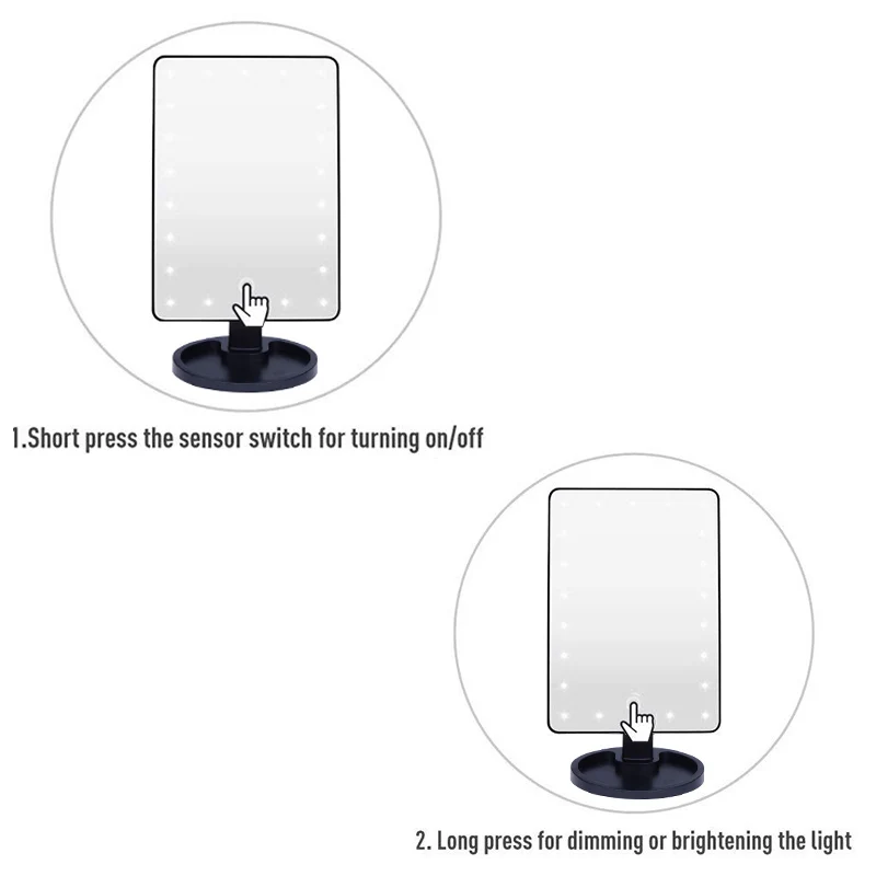  ANLAN Super Large LED Touch Screen Makeup Mirror Mirror With 35 LED Lights/Light Bar 360 Degree Adj - 33005687937