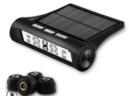 

solar power supply TPMS car tire pressure monitoring system with 4 external sensors PSI/BAR measurement High quality