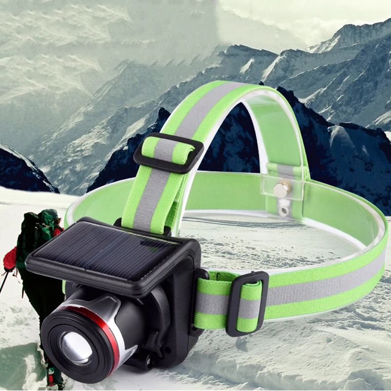 

Zoomable Solar Headlamp Led Headlight 5W XPE Sport Head-Mounted Waterproof Flashlight Outdoor Camping Hiking Fishing Headlamps