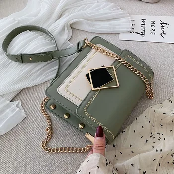 

Chain Pu Leather Crossbody Bags For Women 2021 Small Shoulder Simple Bag Special Lock Design Female Travel Handbags