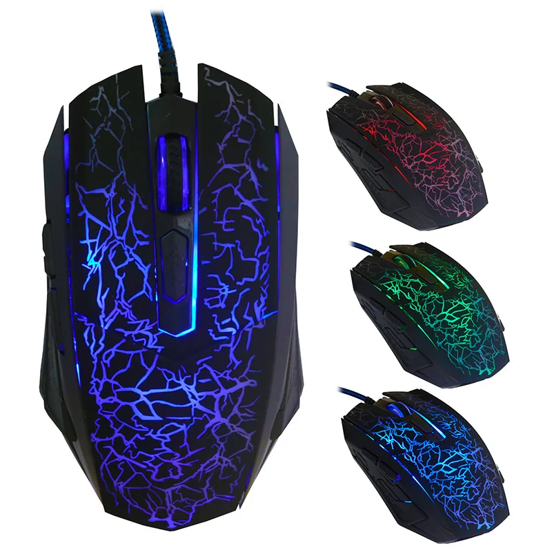  USB Wired Mouse 4800 DPI 6 Buttons Optical Gaming Game Mouse 7 Colors LED for PC Laptop Computer Ga