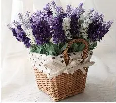 

Simple life decorative Flowers European pastoral style rattan basket square Mini Rose overall lavender flower simulation
