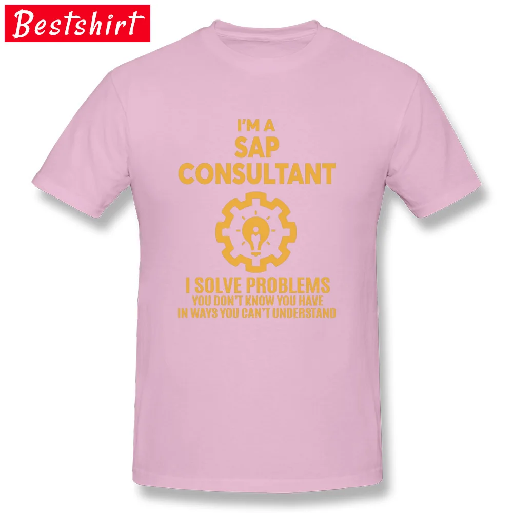 Printed T Shirts for Men Normal Fall Tops Shirt Short Sleeve New Arrival Design Tops T Shirt O-Neck Pure Cotton SAP CONSULTANT NICE DESIGN 2017 11368 pink