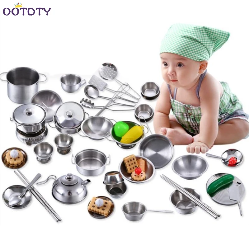 

16pcs Stainless Steel Kitchen Cooking Utensils Mini Kitchen Tools Play House Toy
