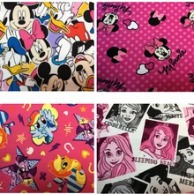 100*145 см принцесса Микки Минни Маус эластичность вязанная хлопковая ткань для шитья жира стеганая Лоскутная Одежда для девочек