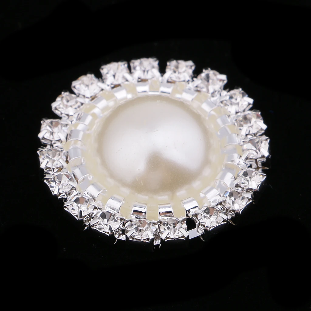 5/10 Pieces Rhinestone Pearl Button Flatback Cabochon Charms Jewelry Making Accessories for Wedding Party Decoration