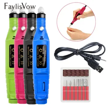 

USB Electric Nail Drill Machine Pen for Manicure Nail Drill Bits Cuticle Gel Remover Mill Cutters Nail Art Sanding Pedicure File