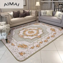 Европейский стиль моды моющийся нескользящий ковер прямоугольник растительный узор ковер для спальни гостиная кухня Площадь Ковер