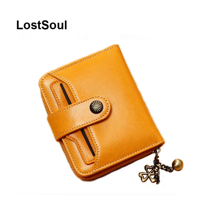 LostSoul, модный кошелек из натуральной кожи, женский кошелек, держатель для карт, однотонный Стандартный кошелек, кошельки, многофункциональные, portfel damski sac