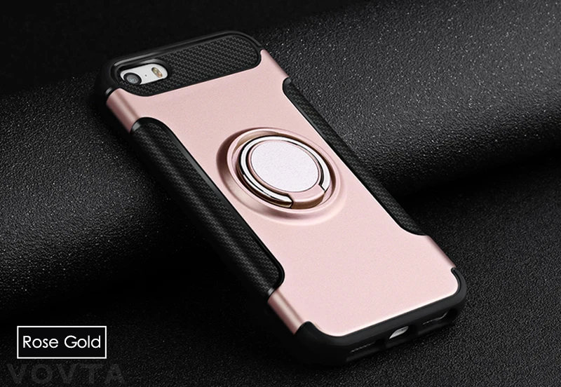VOVTA Luxury Anti-knock case for iPhone 5 5s SE  Metal Ring Bracket case Shockproof Rugged Armor Phone Cover for iPhone5 5S SE21