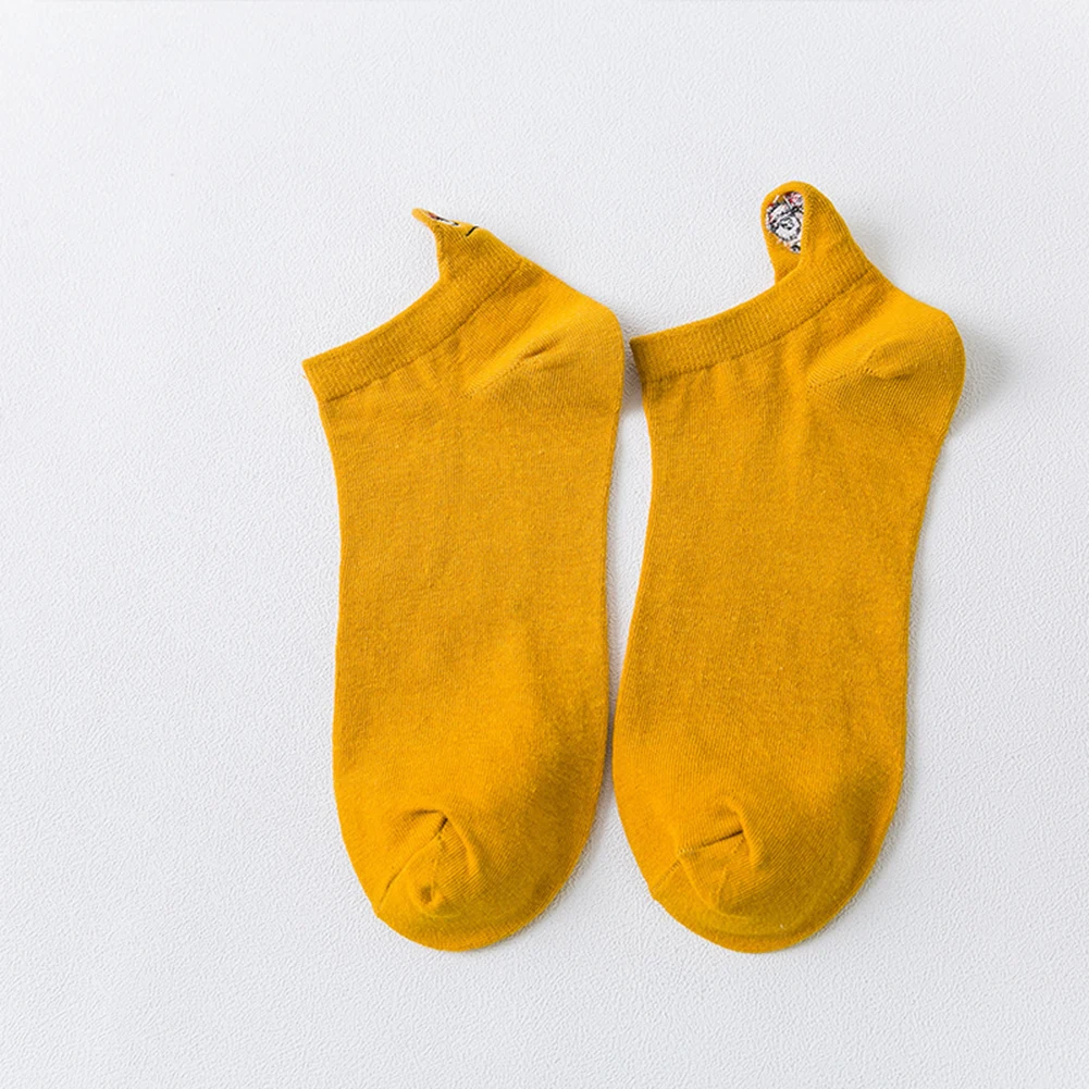Новые женские носки 1 пара весенние милые носки до лодыжки для девочек из чистого хлопка дышащие Новые забавные носки яркие цвета женские милые носки - Цвет: Цвет: желтый