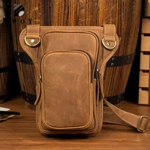 Мужская винтажная Кожаная поясная сумка crazy horse из натуральной кожи, сумка-кобура, сумка унисекс с заниженной талией, поясная сумка через плечо