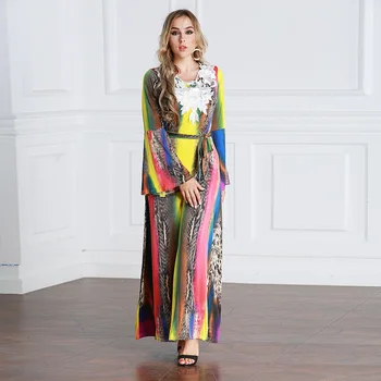 

2019 spring Winter Woman Print Dress Bohemian Lace Plus Size 7XL 6XL Women's Dresses Maxi Long Lady Elegant Dress CM171