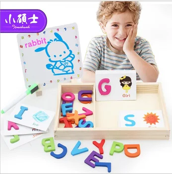 

Wooden Alphabet Learning Box For Childern Kids Early Education Multi-function Intelligence developing Puzzle Toys Gift