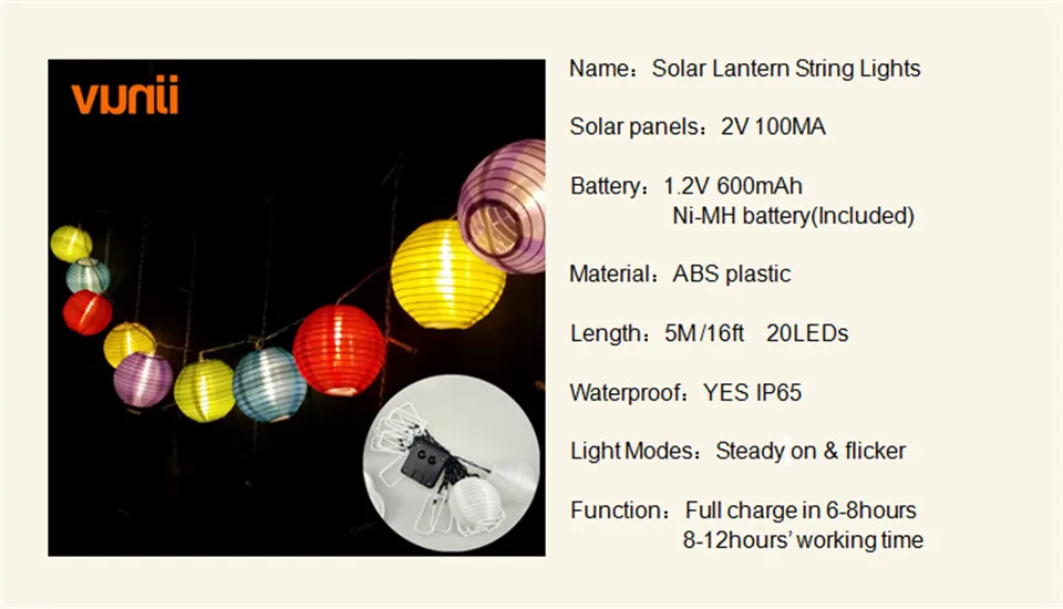 Солнечный свет 20 светодиодов Открытый Фонарь струнный свет фонарь с питанием от солнечной панели для сада украшения лампе Luminaria