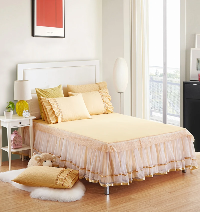 Lowest Prices NEW ARRIVAL Free Shipping Summer hot-selling queen/king size lace bed skirt summer nice princess fitted sheet bed protector bag