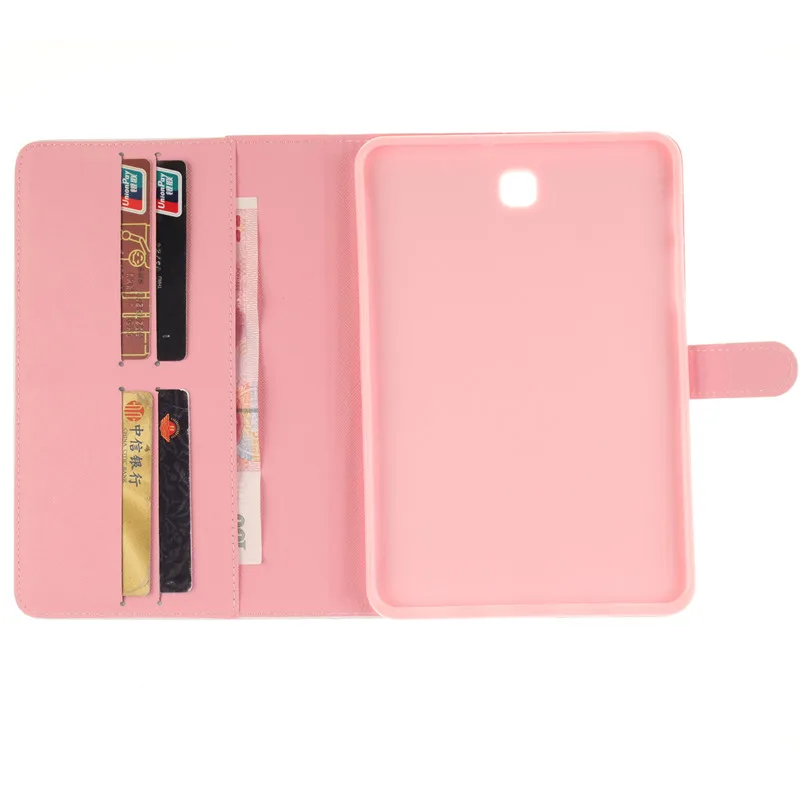 Luxury 2 Leavies PU Leather Stand Flip Case for Samsung Galaxy Tab S2 8.0 Case T710 T715 SM-T715 Tablet Wallet White Case Bag (60)
