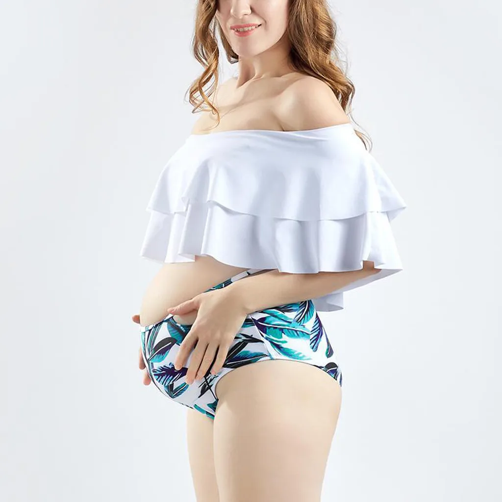 

High Waist Swimsuit 2019 Sexy Bikinis Women Swimwear Ruffle Vintage Bandeau Striped Bottom Bikini Set Bathing Suits MM620