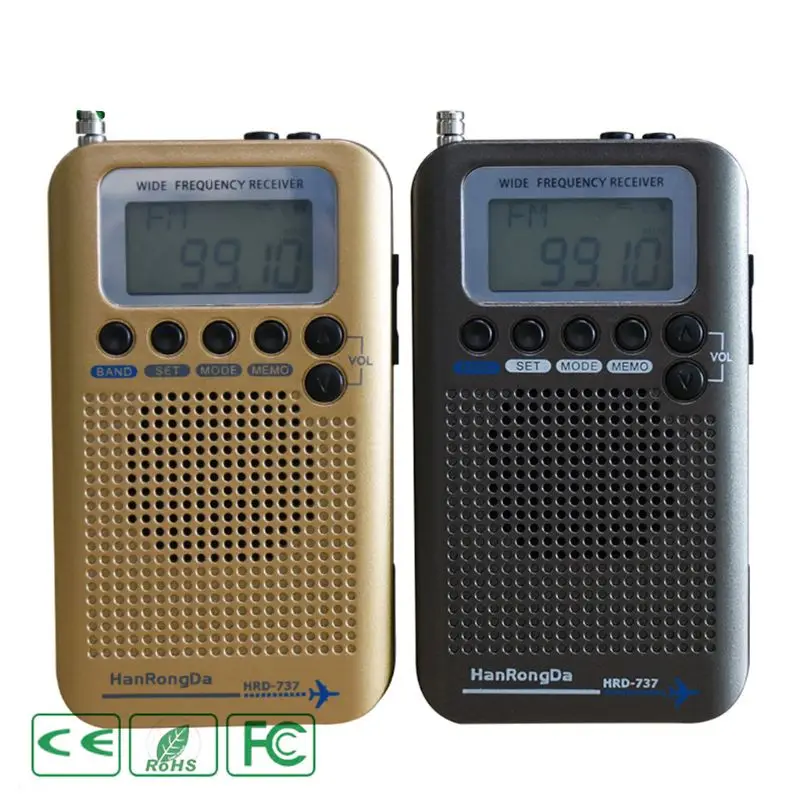 HRD-737 Digital LCD Display Full Band Radio Portable FM/AM/SW/CB/Air/VHF World Band Stereo Receiver Radio with Alarm Clock