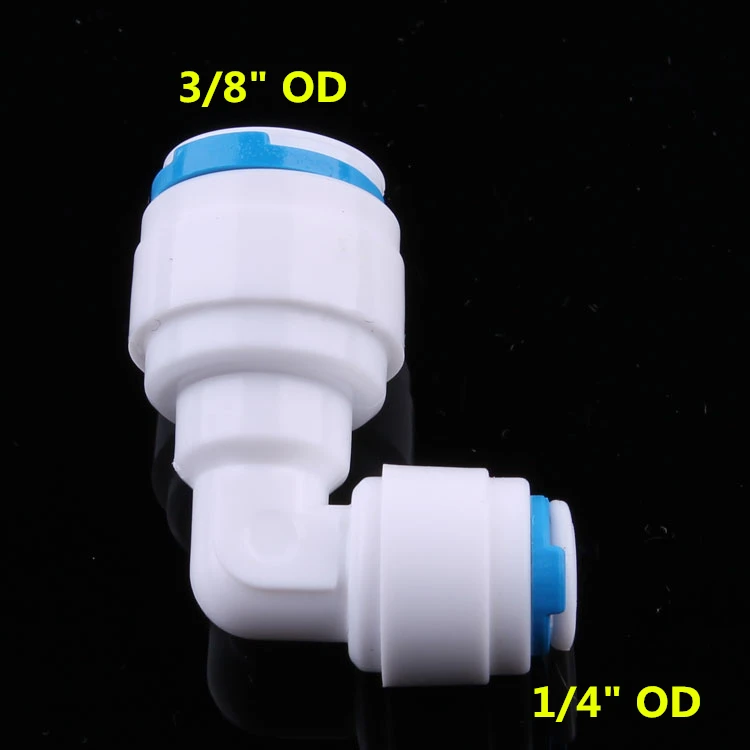 

10PCS Elbow Union Quick Connector 3/8" tube Push fit to 1/4" tube Quick Adapter For Reverse Osmosis System