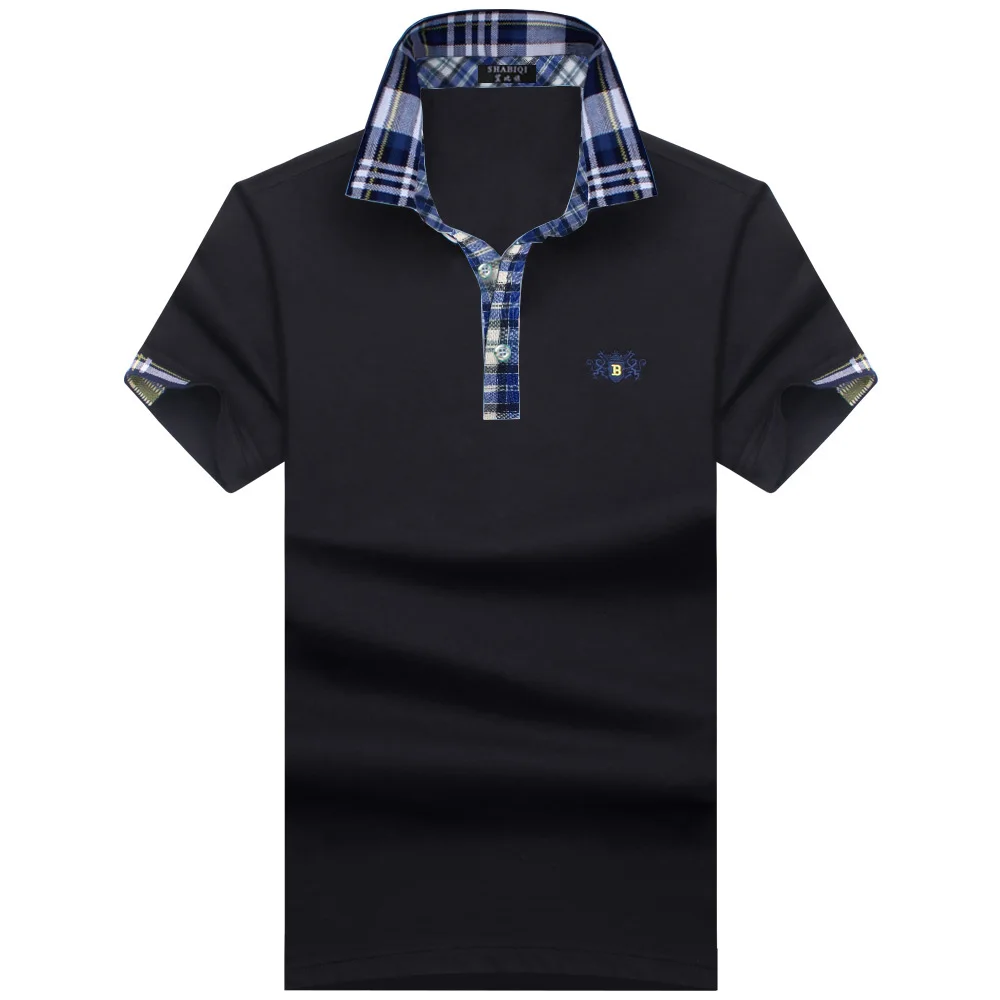 SHABIQI Классическая брендовая мужская рубашка, Мужская рубашка поло, Мужская рубашка поло с коротким рукавом, хлопковая и дышащая рубашка поло размера плюс S-10XL - Цвет: blue