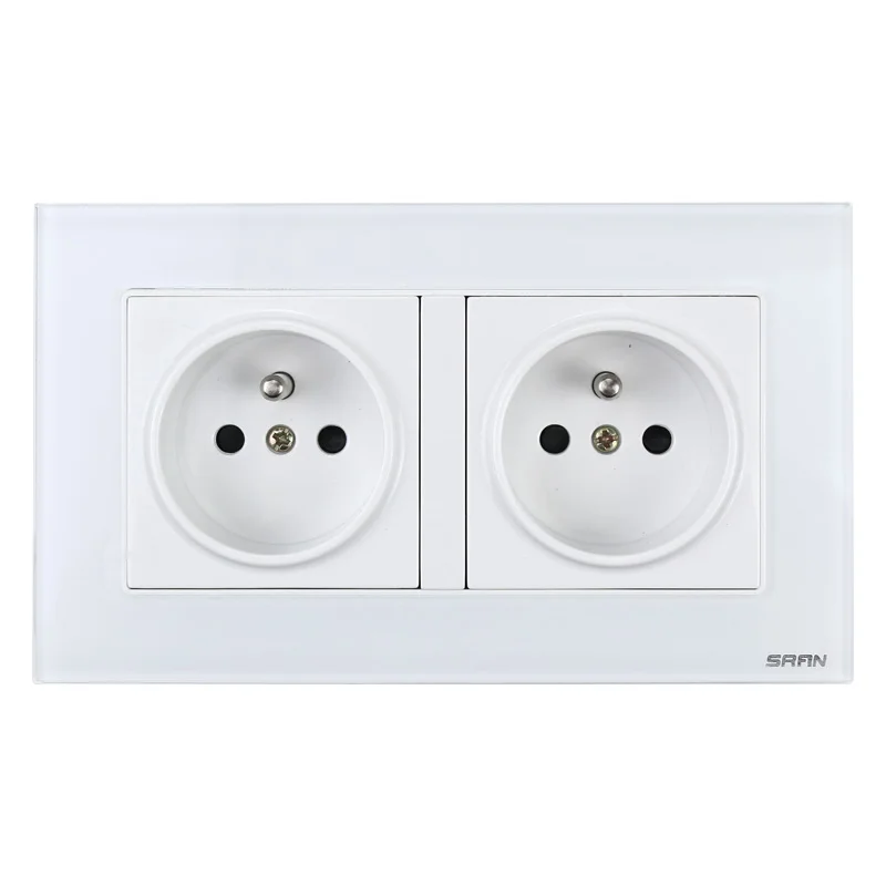 Double row multi-purpose foreign trade socket outlet standard socket French circular 2 hole socket with cylinder 16A images - 6