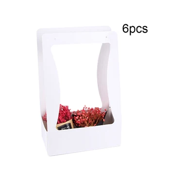 

6pcs /set Portable Flower Box Packaging Flower Basket Gifts Folding Paper Box Florist Supplies for Valentine's Day Gift