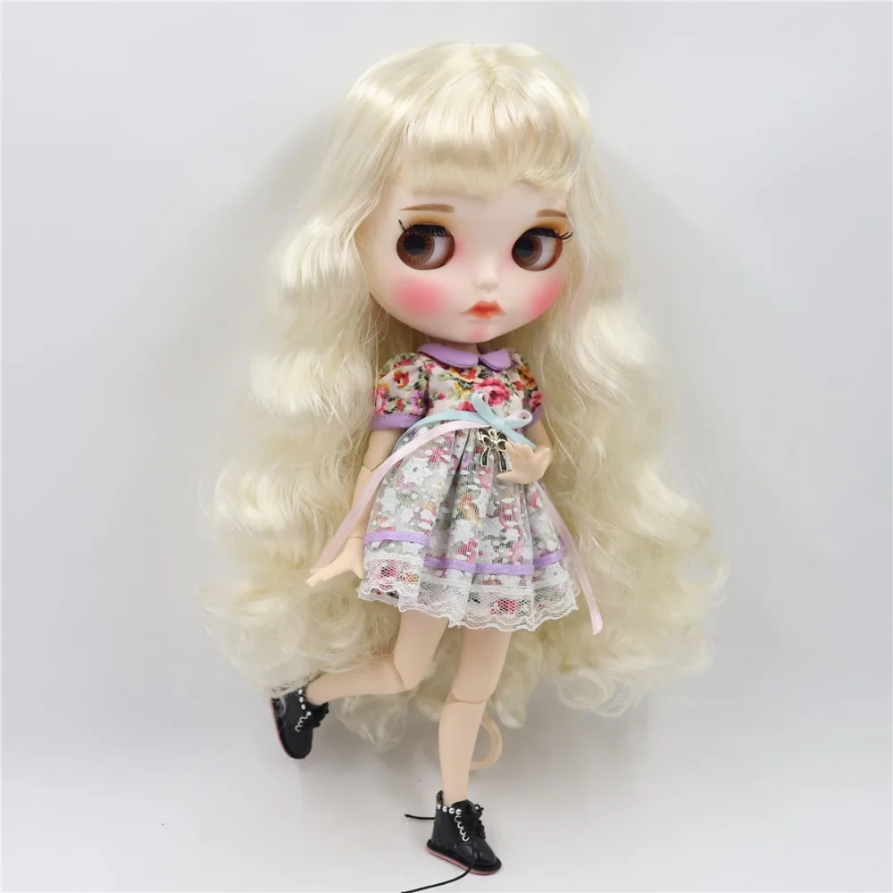 Neo Blythe دمية ذات شعر أشقر وبشرة بيضاء ووجه منتفخ غير لامع Custom الجسم المشترك 2