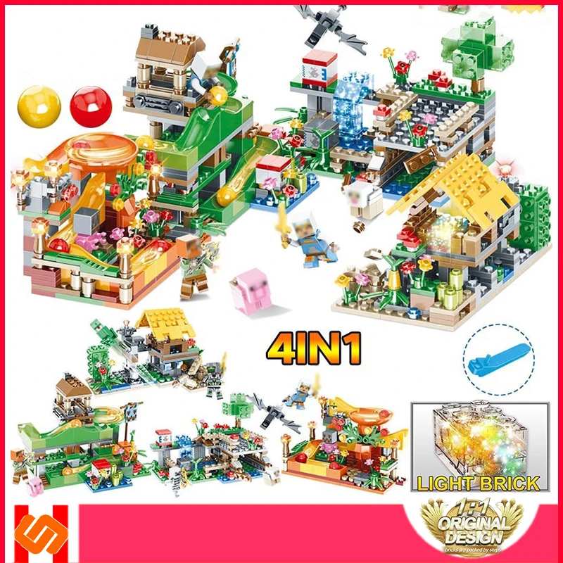 

Compatible LegoINGLYS Minecrafted 3D Light Castle Village Series DIY playmobil one piece budilding blocks Educational Toys gift