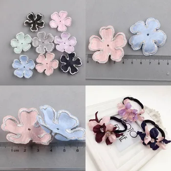 

30pcs/lot Newborn Fashion Handmand Burnt Edge Fabric Flowers for Hair Clips Chiffon Hair Flowers for Kids Hair Accessories