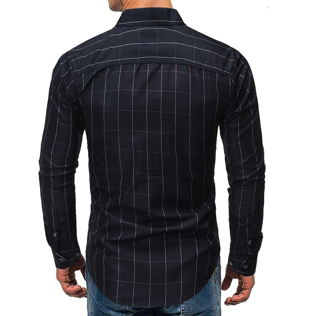 Рубашка camisa masculina мужская рубашка мужские рубашки chemise homme Кнопка отложной воротник Slim Fit длинный рукав рубашка Z4