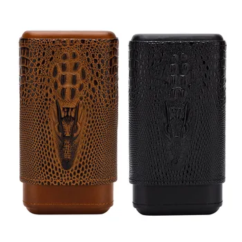 

LUBINSKI Leather Cigar Case Cigar Humidor High-end 3 Tube Holder Travel Accessories Pocket 3D Pattern Storage Portable Cigar Box