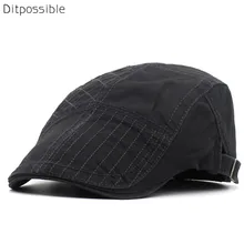 Ditpossible вышивка плед Мода Шапки для Для мужчин Хлопковые шапки Плоские береты унисекс Casquette Hat