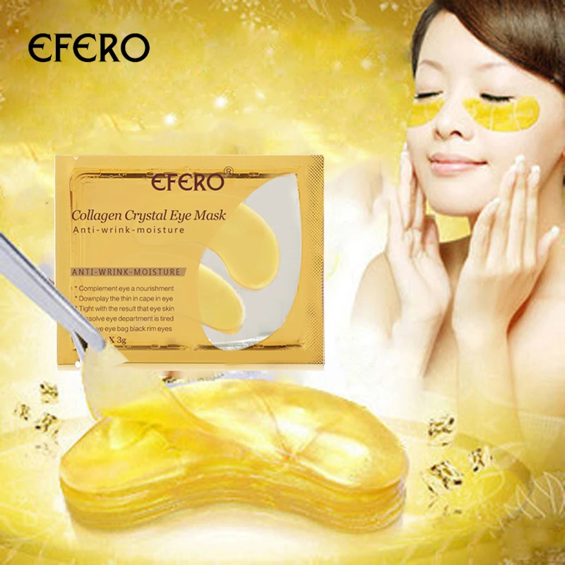 

EFERO 10pcs=5packs Gold Eye Masks Crystal Collagen Eye Mask Removal Dark Circle Gel Eye Patches Face Masks Anti-Puffiness Cream