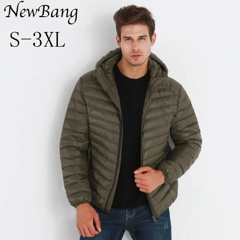 NewBang Brand Lightweight Men Hooded Duck Down Jacket Ultra Light Down ...