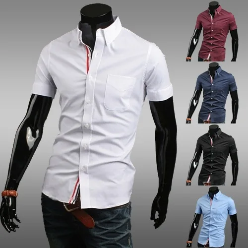 Hombres camiseta Slim Fit manga corta de moda sociales