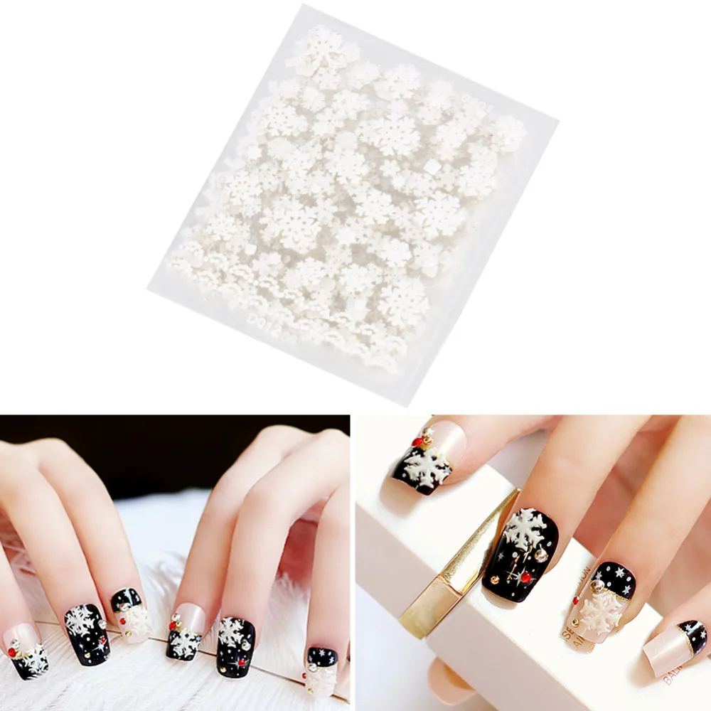 12 sheets Christmas White Snowflakes Design Cute 3D Nail Art Stickers Water Transfer DIY Decals Christmas