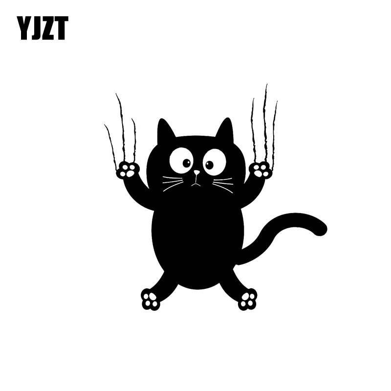 

YJZT 14.4CM*14.6CM Vinyl Decal Funny Cat Pet Animal Car Stickers Black Silver C10-02375