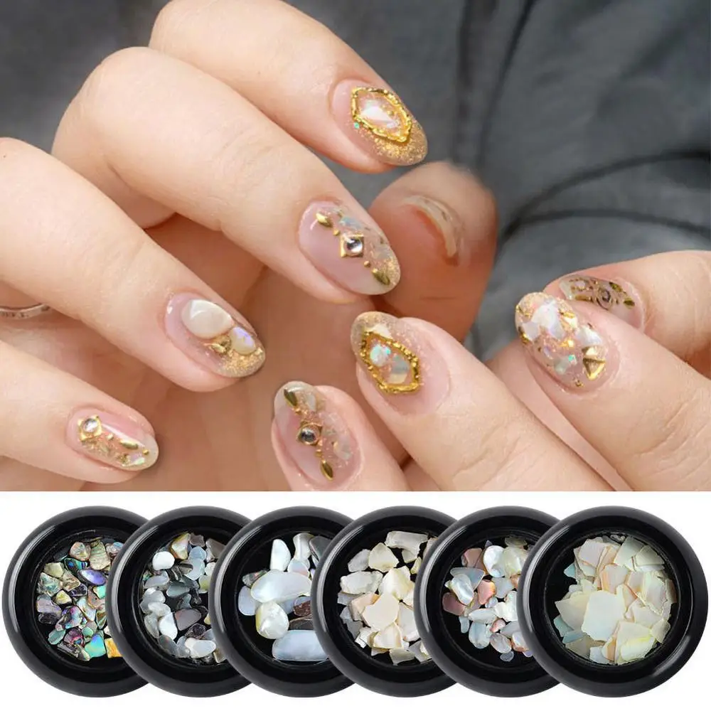 

1Pot Shell Stone 3D Nail Art Decorations Flakes Mermaid Rhinestones Gradient Manicure for Gel Polish Sequin Nail Accessories