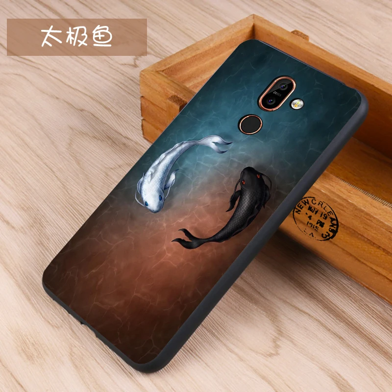 Nokia 7 plus Case Original Cover for Nokia 7 plus Bag Case Cover Skin Wolf Fish Skull nokia7plus Fundas 100% BiNFUL 2